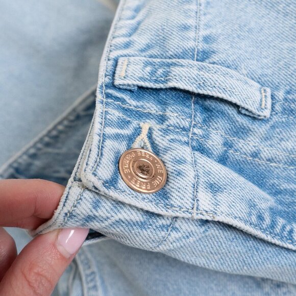 Free People Wide Leg Jeans Carpenter Light Wash High Waist Relaxed Utility NEW - Picture 7 of 16